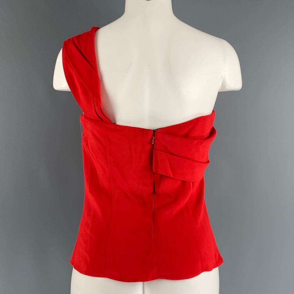 CUSHNIE ET OCHS Size 8 Red Viscose Elastane One Shoulder Casual Top - Picture 3 of 6